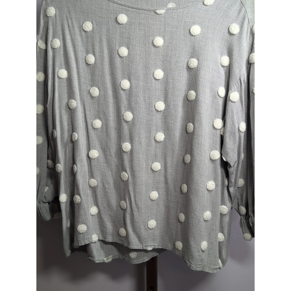 Zara Contrast Polka Dot Blouse‎ Large Neutral Monochrome Lightweight Resort